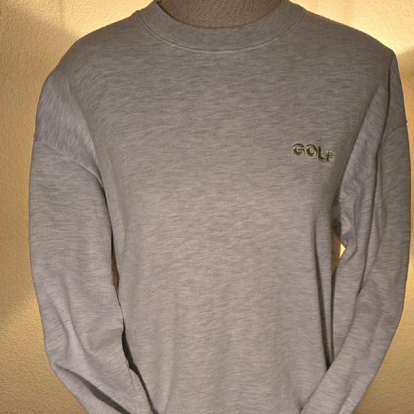 Gray Crewneck Golf Wang Sweatshirt with Embroidered Mint Green Logo - Picture 1 of 5